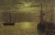 Atkinson Grimshaw Lights in the Harbour oil on canvas